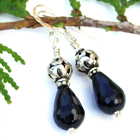Black onyx and sterling silver handmade jewelry.
